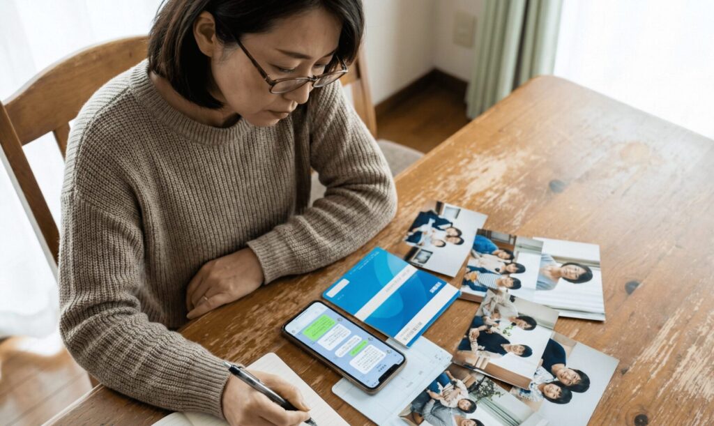 関連ワード「婚姻関係中断していない証拠」を固める4つの重要リスト