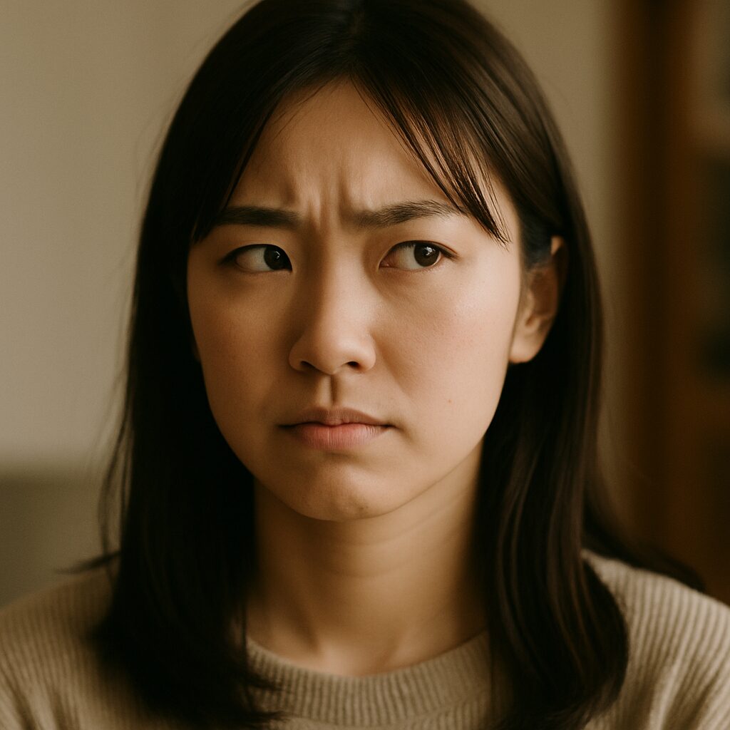 「なんとなく怪しい」そんな表情を浮かべる女性