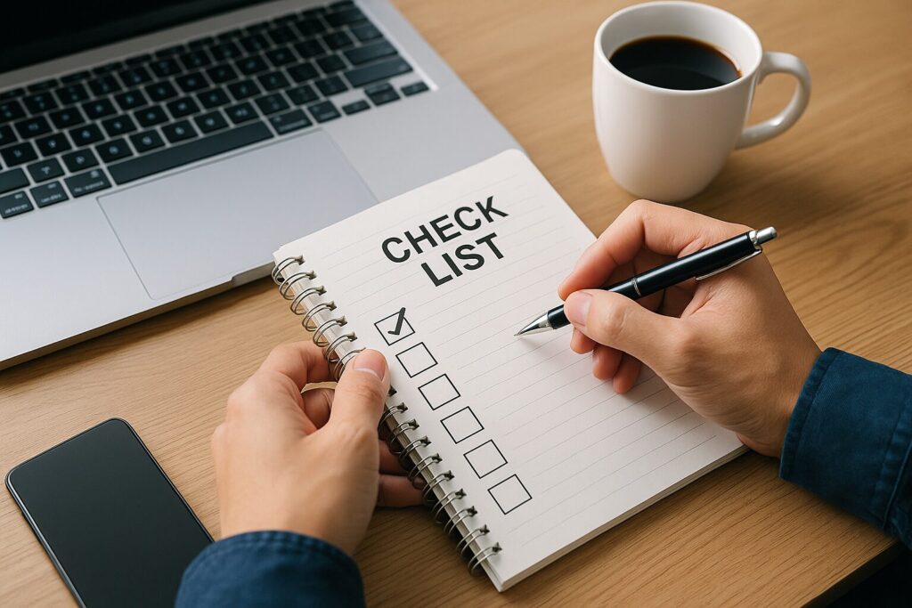 木製のデスクの上に置かれた書類や領収書、ペンが映った高解像度の写真。調査書類や家計のチェックリストを連想させるリアルな構図で、浮気に関する“隠蔽・資金移動”の兆候を探る場面を表現している