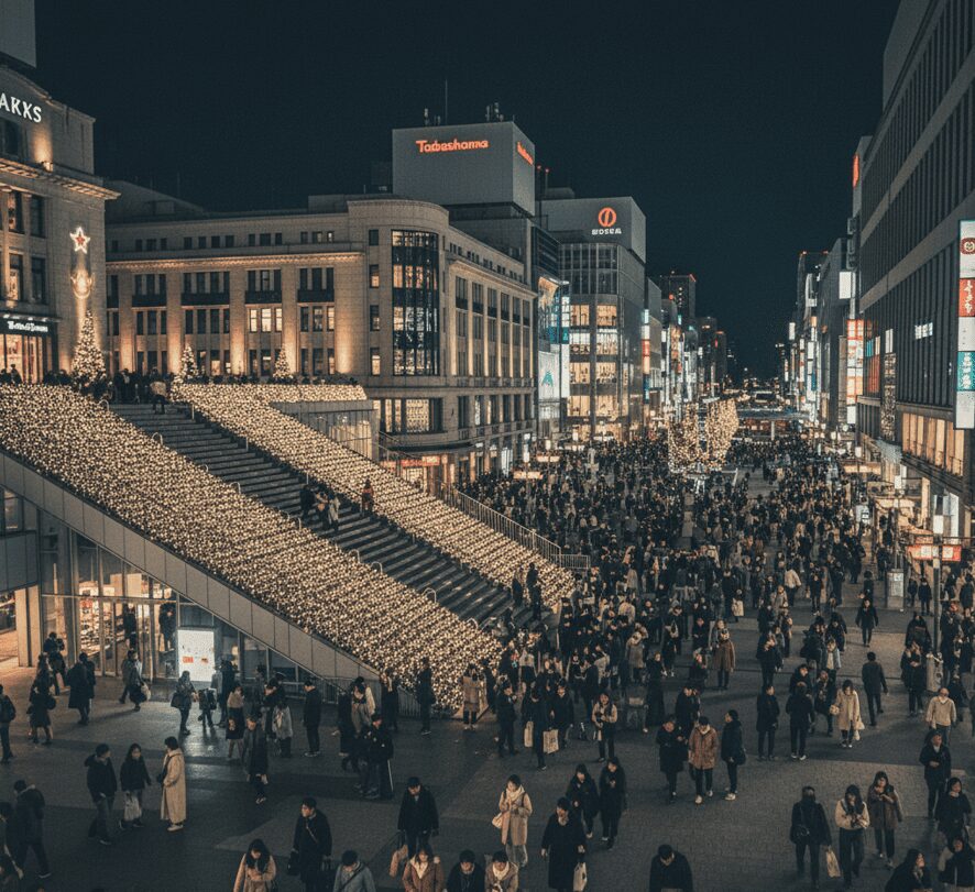 難波髙島屋・なんばパークス周辺の商業施設エリア。クリスマス前の鉢合わせリスクが高まる要注意スポット。