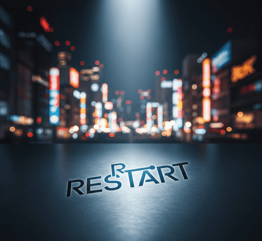 RESTART探偵事務所のロゴマーク。新たなスタートへの決意を表現。