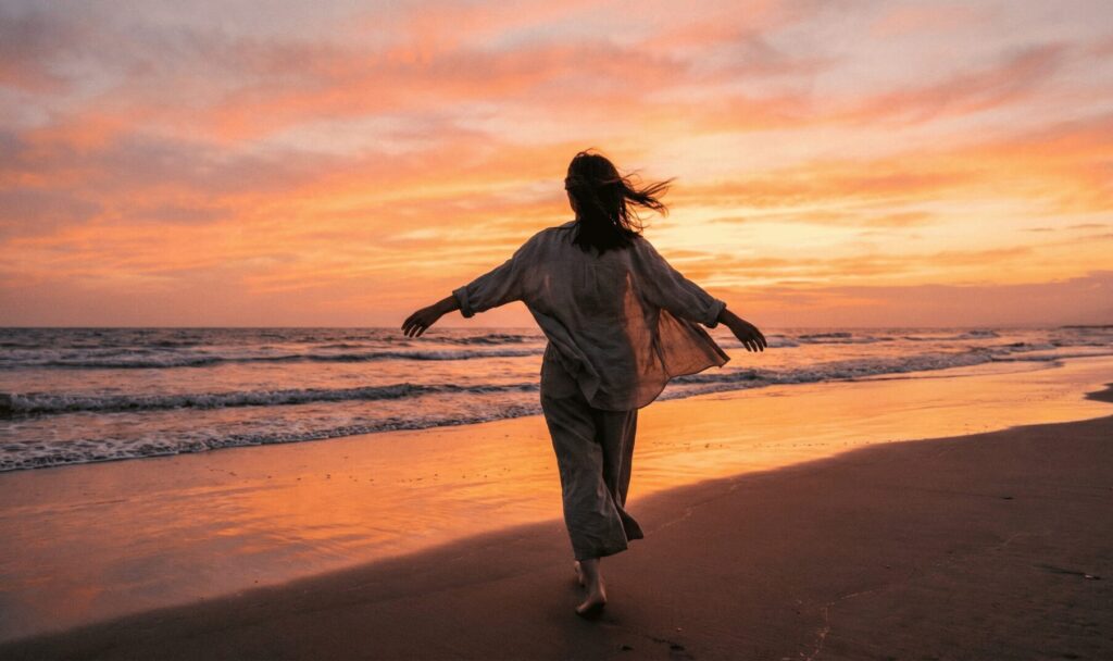 浮気問題を解決し新しい人生へ再出発する女性の背中