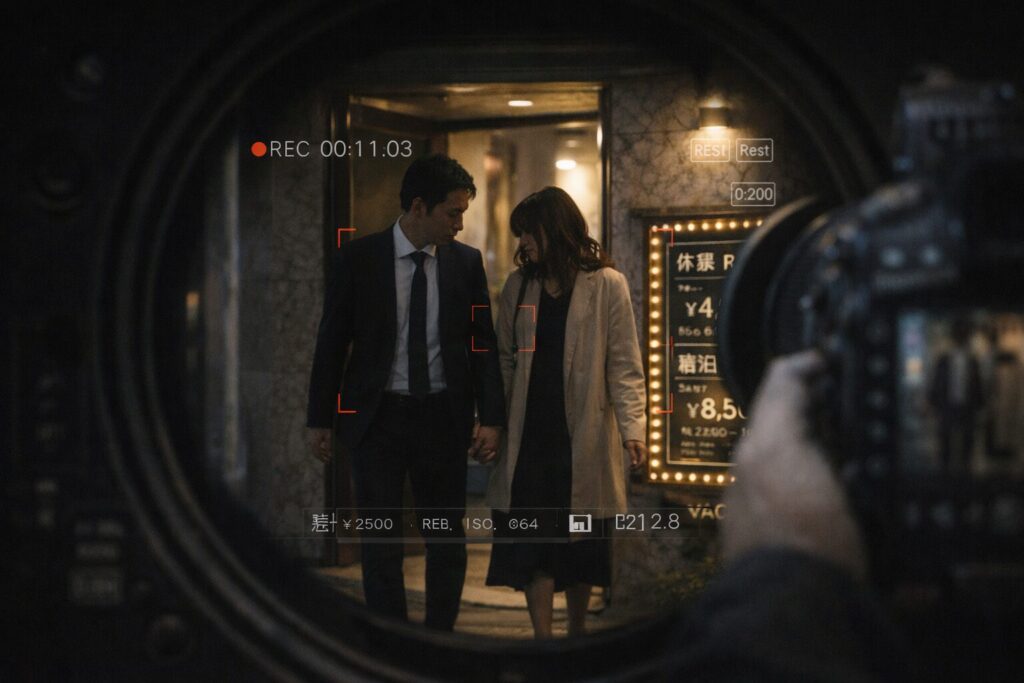 不倫の証拠を捉えた瞬間