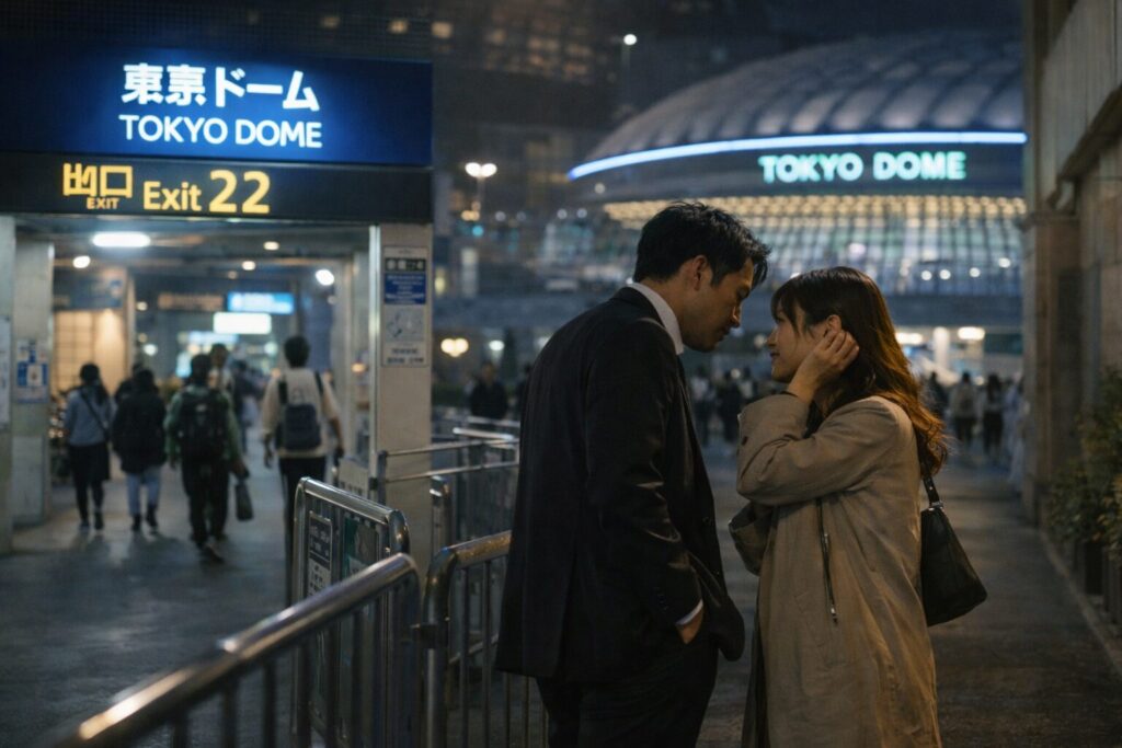東京ドーム付近での夜の会話
