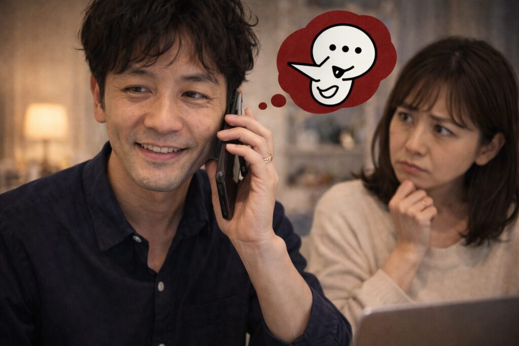 夫の無邪気な笑顔と妻の疑念