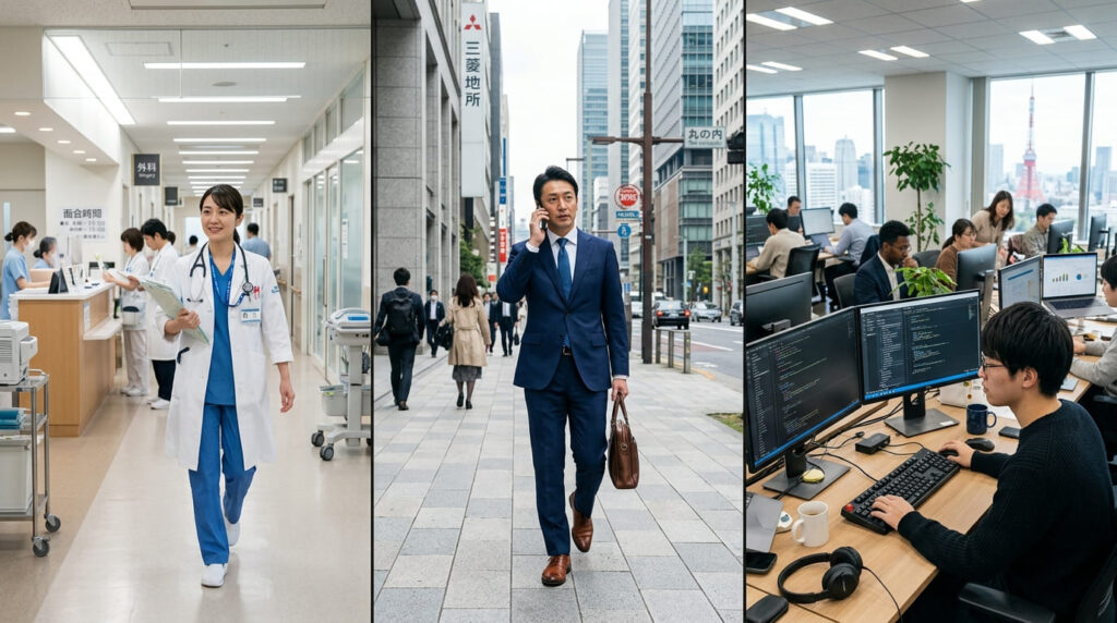 医師・看護師や営業職など職場の同僚と不倫に発展しやすい職業のイメージ