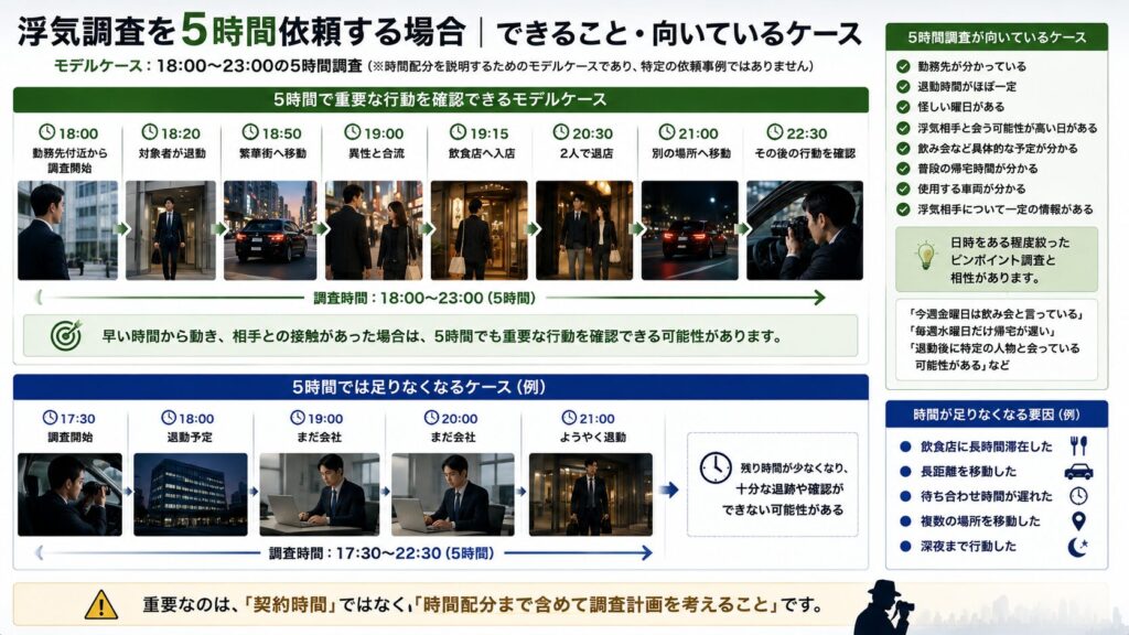 浮気調査5時間依頼する場合
