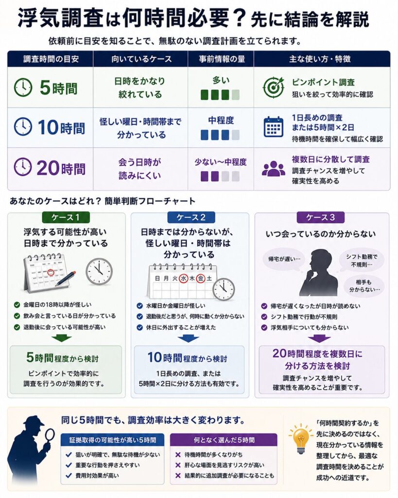 浮気調査は何時間必要