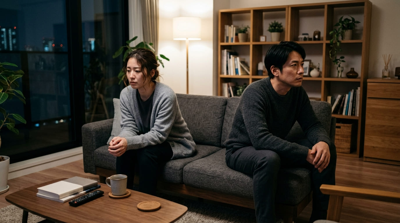 セックスレスやパートナーの風俗通いに悩む夫婦のイメージ