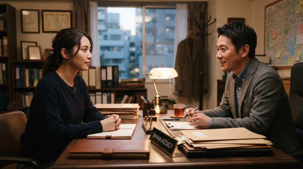 冷静に法的対処や弁護士相談を検討する日本人女性