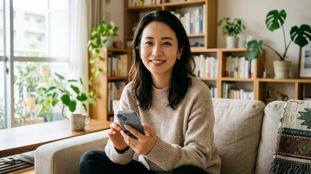 調査中であることを悟らせず普段通り穏やかな態度で接する女性