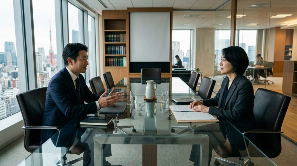 提携弁護士と親身に対話しながら法的手続きを進める様子