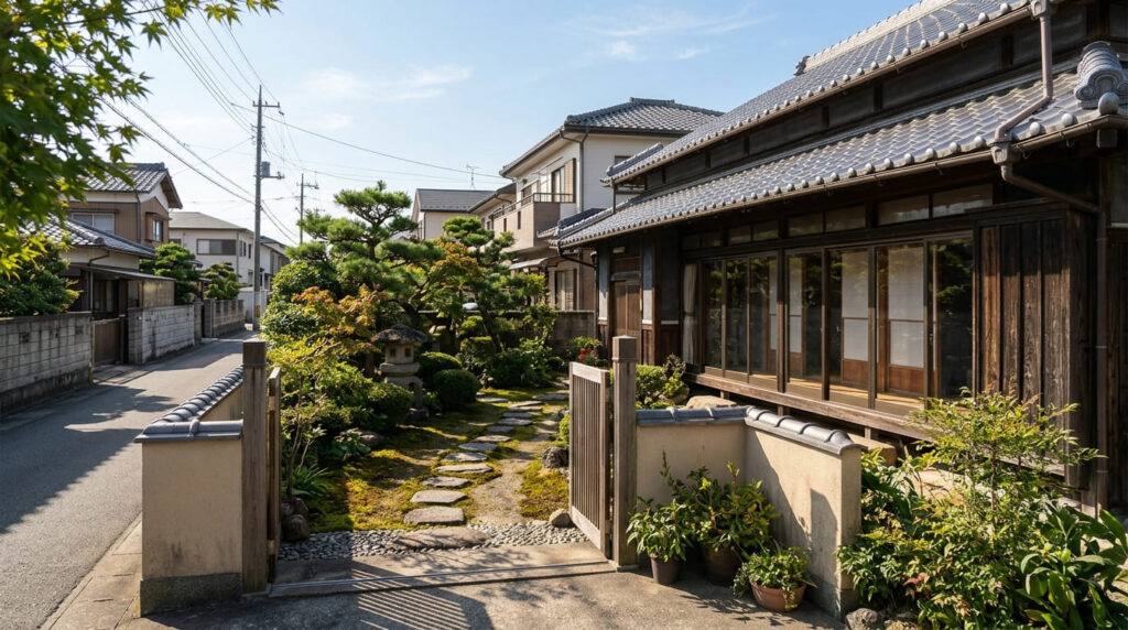 実家や家族調査の対象となる静かな住宅街のイメージ画像